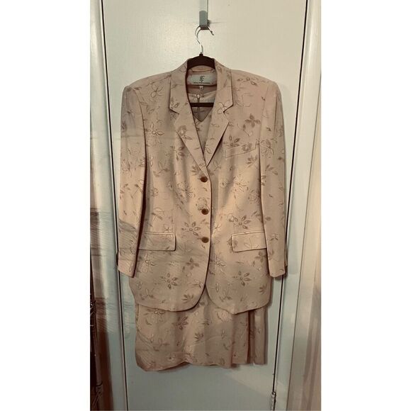 Kina Fernandez Beige FLoral 2 Piece Floral Dress & Blazer Size XL - Picture 1 of 12